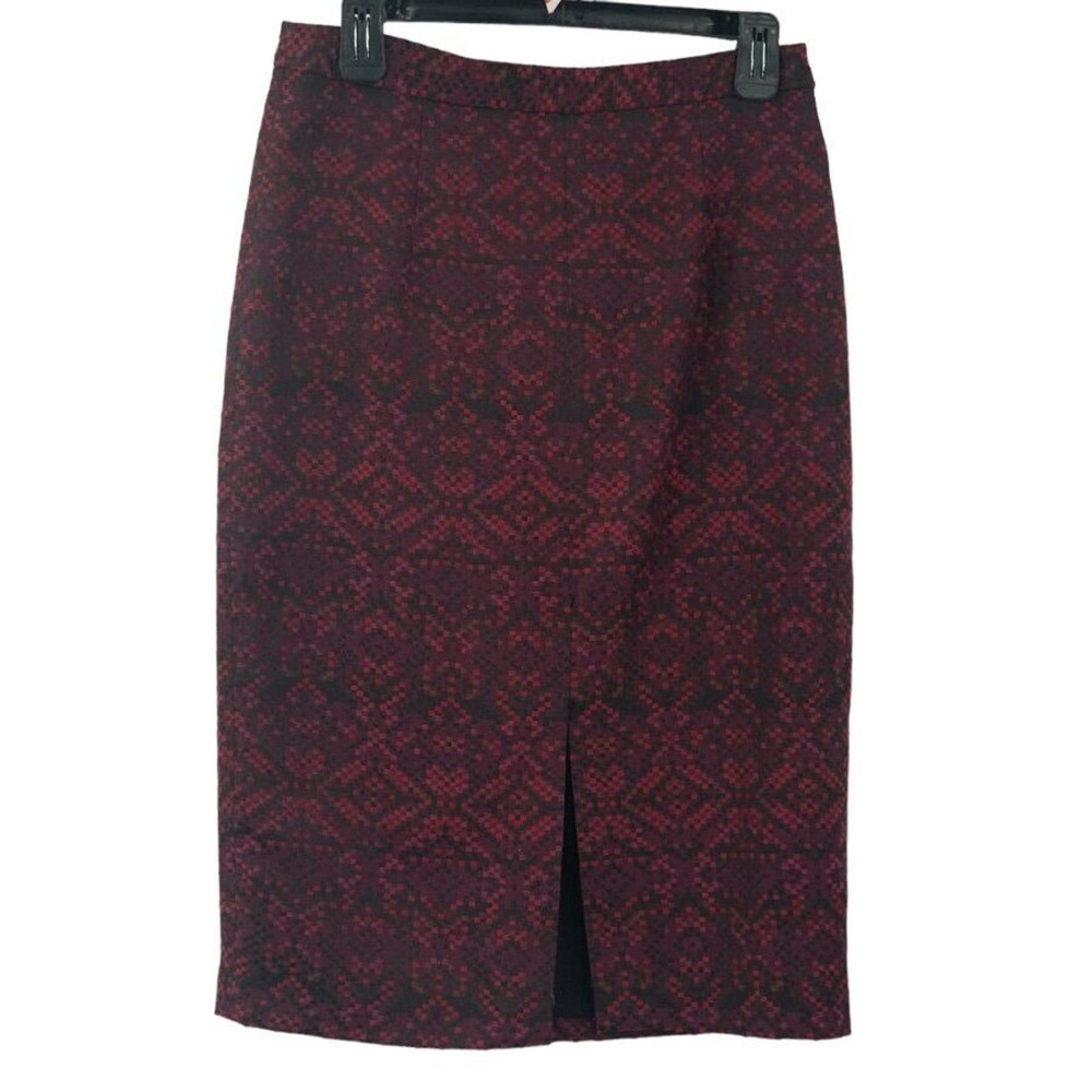Halogen Women's Lined Pencil Skirt Pink Purple Red Black Geometric Size 8
